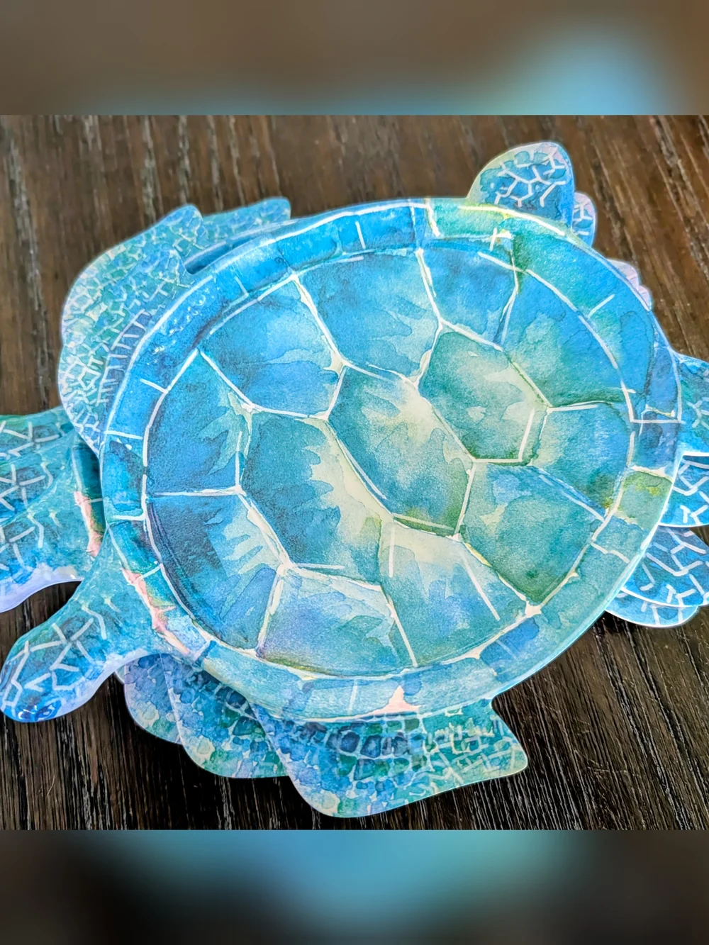Pier 1 Imports Blue Sea Turtle Melamine Salad Appetizer Plates - Set of 4